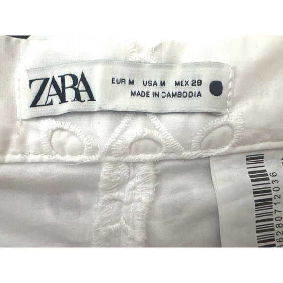 2/$30 ZARA White Medium Embroidered Cotton Shorts - Picture 5 of 12